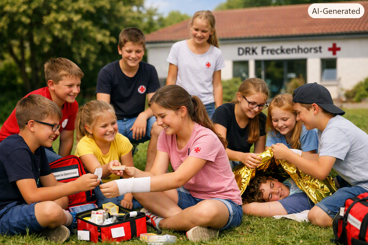 Kinder und Jugendliche des Jugendrotkreuzes Freckenhorst bei einer gemeinsamen Aktivität